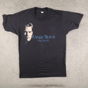 Vtg Randy Travis Shirt Men's M Black Single Stitch Graphic Tee Screen Stars 90s
